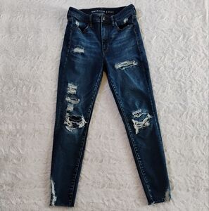 American Eagle Distressed Super Hi- Rise Patched Jegging